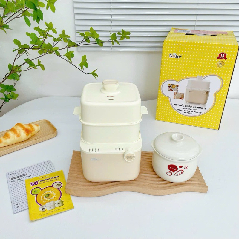 (GIVE NOTEBOOK) Bear 0.8L หม้อหุงข้าวโจ๊กช้าสําหรับทารก - สตูว์รังนกอเนกประสงค์ SUBE001