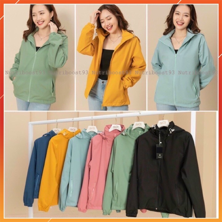 เสื้อกันลมผู้หญิง 2 ชั้น ฮิโดลี พรีเมี่ยม, เสื้อกันลมกันน้ํา 2 ชั้นสําหรับผู้หญิงพร้อมกระเป๋าซิป, หมวกถอดได้