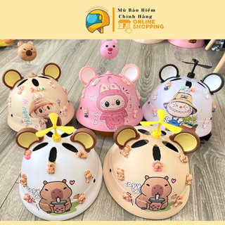 [Tặng Charm Tên] Mũ Bảo Hiểm Vành Tròn Trẻ Em Labubu,Cappypara,Loppy cute đáng yêu