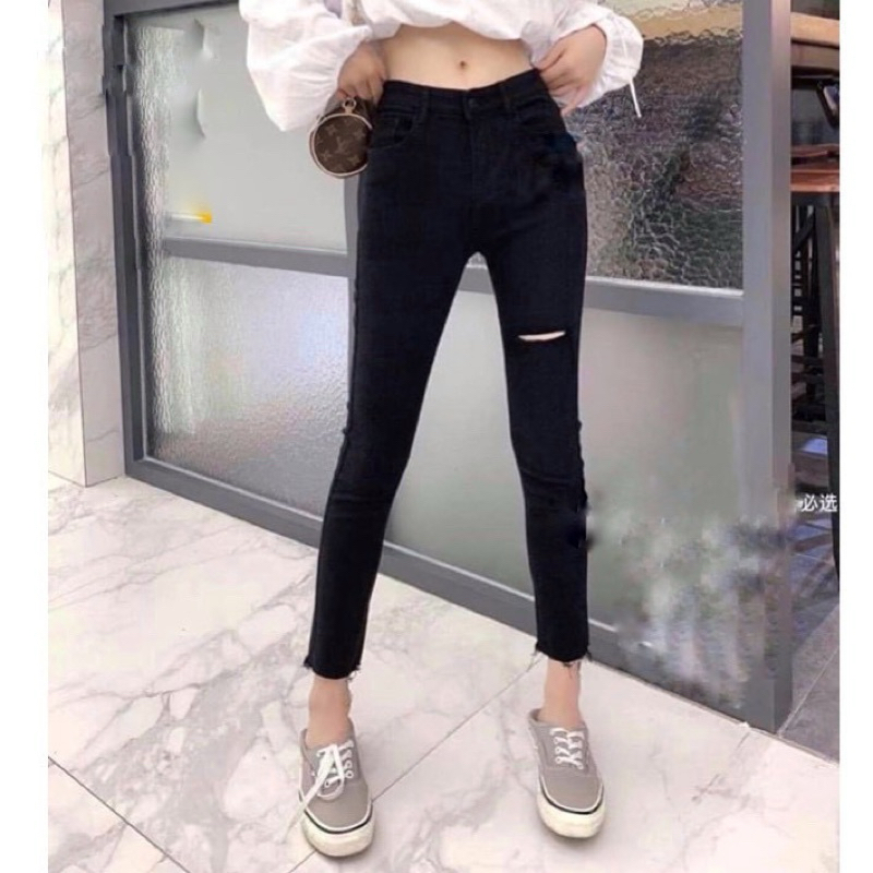 กางเกงยีนส์ยืดสีดําไซส์ใหญ่ 58-110กิโลกรัม