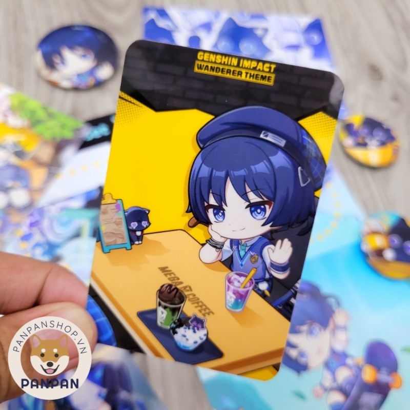 การ์ดพลาสติกแข็ง Scaramouche cafe - Genshin Impact