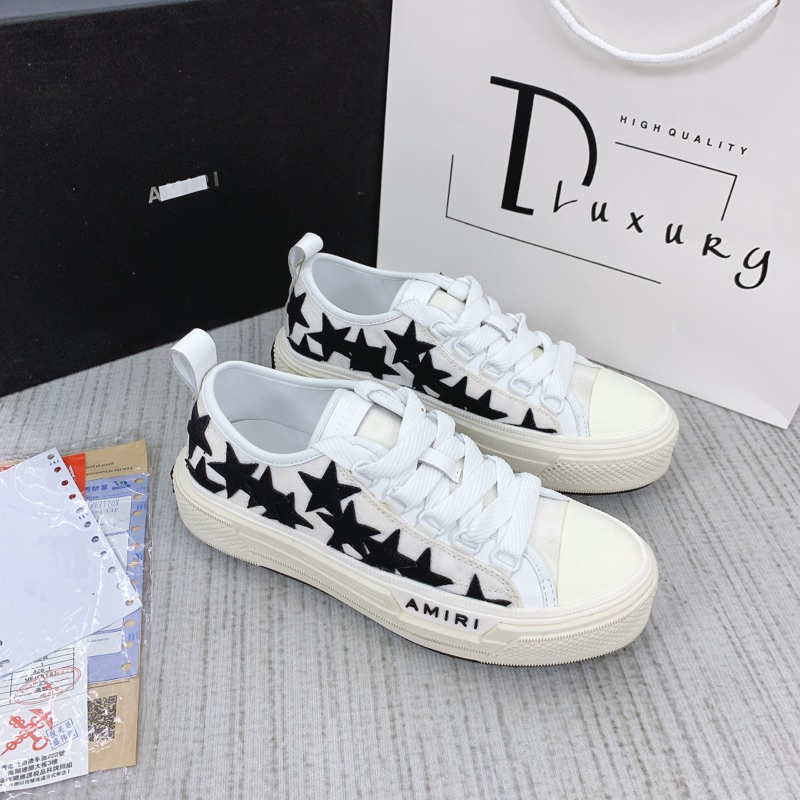 ⚡️[ผลิตภัณฑ์พรีเมี่ยม] - รองเท้าผ้าใบผ้าใบ Amiri Stars Court - รองเท้าหนังปักดีไซน์ใหม่ Amiri Star -