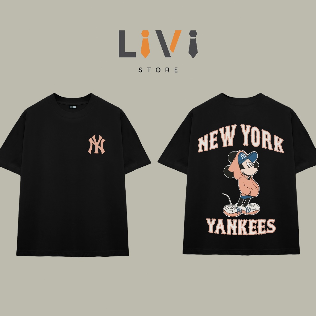 Mlb Mickey MLB86 เสื้อยืดทรงกว้างสําหรับผู้ชายและผู้หญิงสไตล์สตรีทผ้าแท้ - LiVi Store