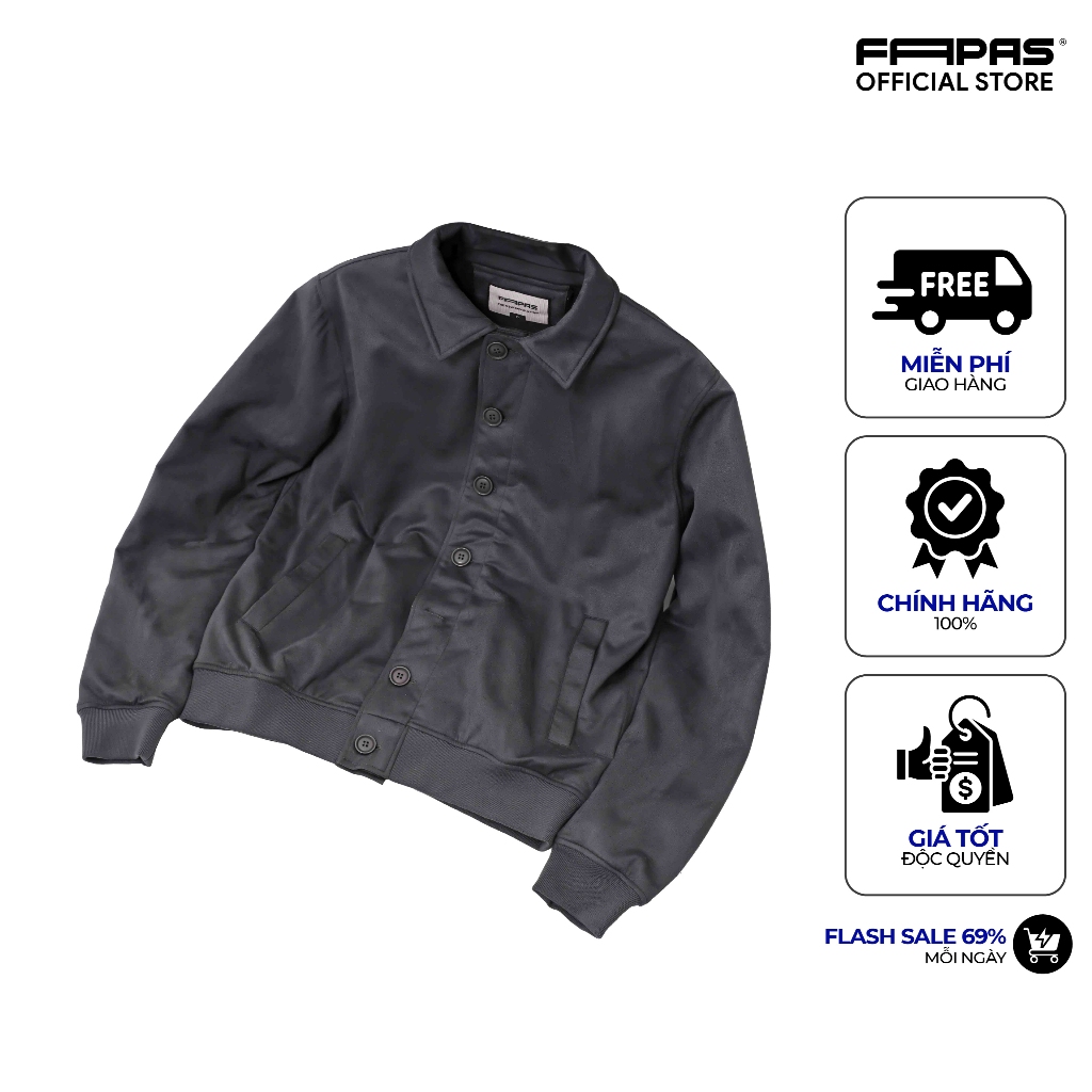 Fapas Sharp Suede Jacket เสื้อกันลม Fapas ของแท้ เสื้อแจ็คเก็ตธรรมดา