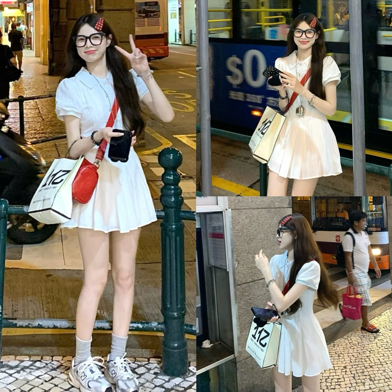 (OLDSCHOOL PHOTO) ชุดกระโปรงกางเกงลูกไม้สีขาวใน CLOUDY DRESS