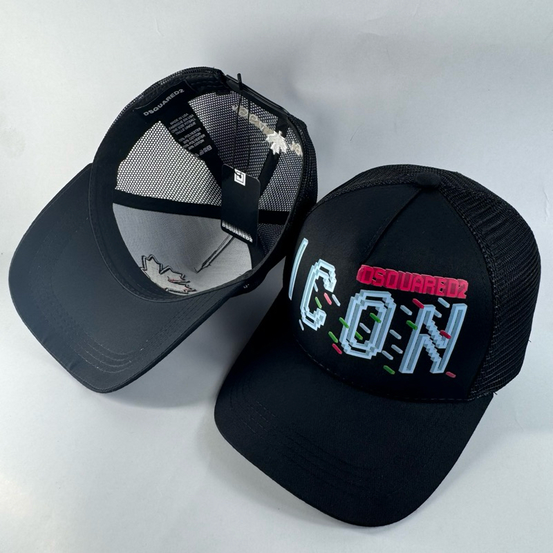 DSQ blue ICON หมวกเบสบอลและหมวกพิมพ์ลาย 3D พร้อมตาข่ายคุณภาพสูงและแสตมป์เต็ม 106