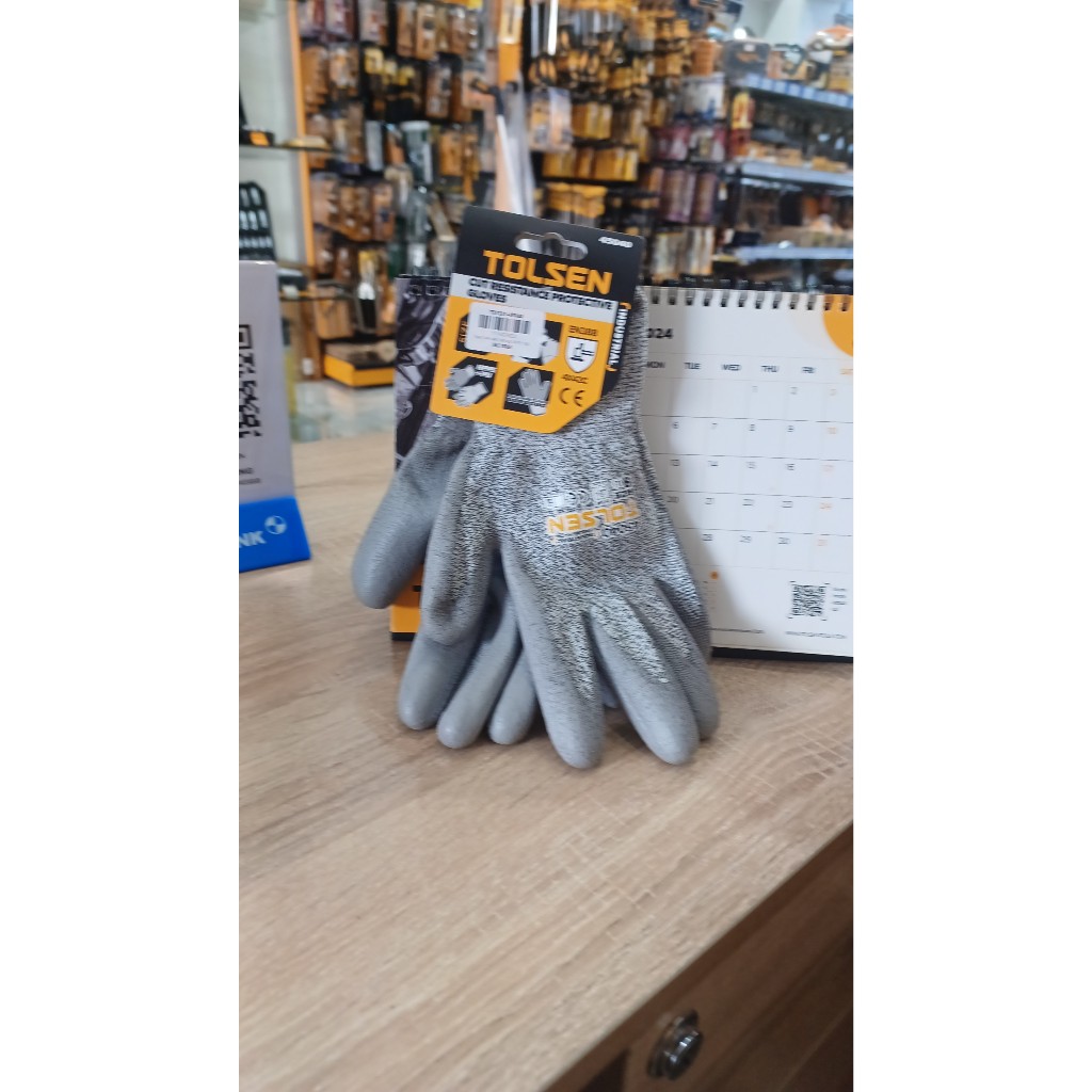 ถุงมือผ้า CUT-RESISTANT 9 Tolsen 45040 และ 10 -Tolsen 45041