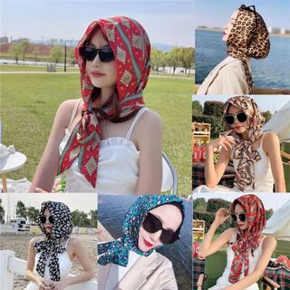 Khăn trùm đầu chống nắng vải lụa satin - Khăn choàng đa năng phong cách trẻ trung cho nữ