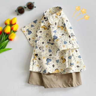 Áo Sơ Mi ngắn tay cotton mềm mát, thoáng khí thời trang cho bé trai 9-34kg phong cách Hàn Quốc