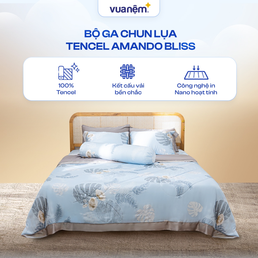 Amando Bliss tencel ชุดผ้าไหม 4CT 3 ลาย คุณภาพสูง นุ่ม โปร่งสบาย