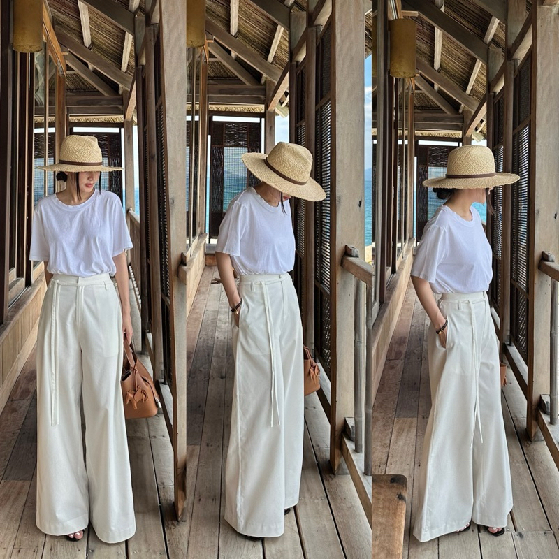 กางเกง Kelsey – กางเกงลินินผูกหน้า (รูปถ่ายเดิม)