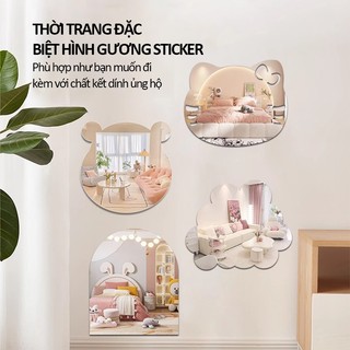 Gương định hình Acrylic Gương dán tường tự dính Gương trang điểm phòng tắm có băng dính trang trí