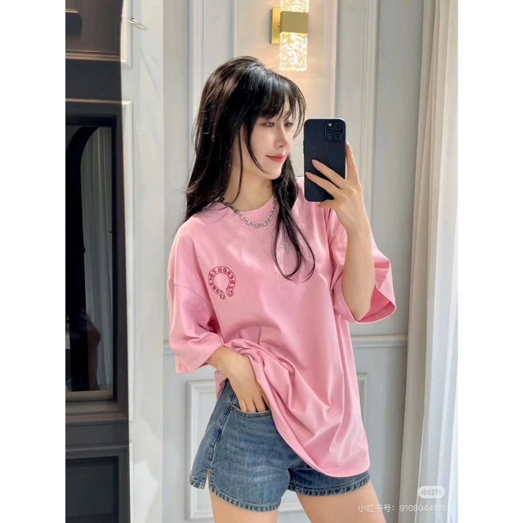 เสื้อยืดสีพาสเทล CHORM PINK - ผ้าฝ้ายพรีเมี่ยม