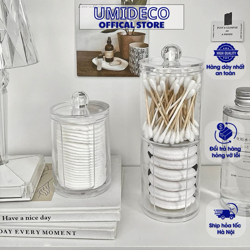 UMIDECO Makeup Desktop Transparent Layered Makeup Remover Mini Box