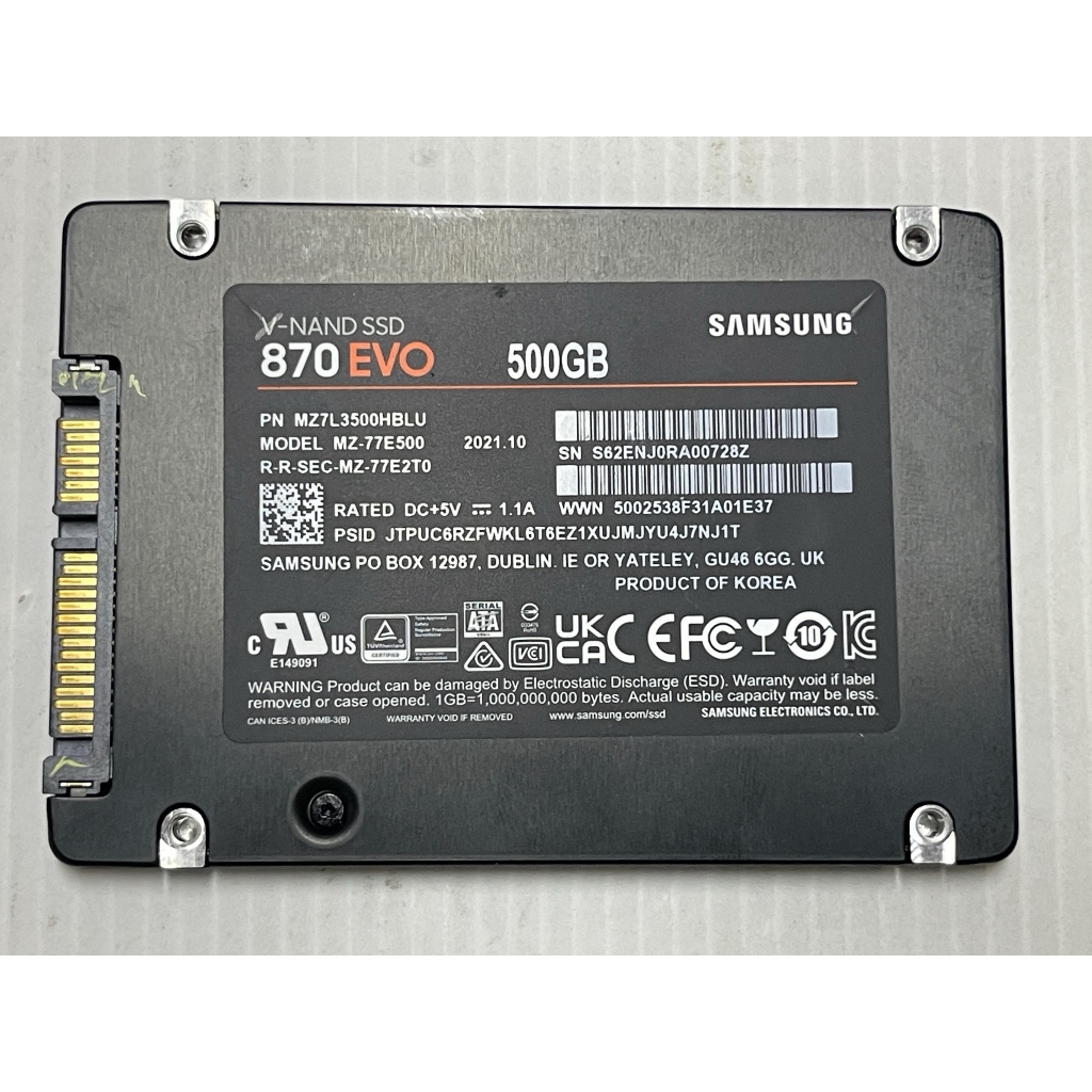 Samsung 860 Evo - 870 Evo 500GB 2.5 นิ้ว SATA III SSD