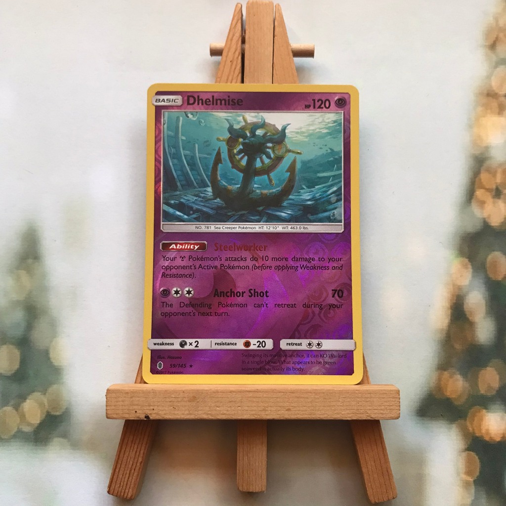 Pokemon Dhelmise 59/145 - การ์ด Odd Sun & Moon: Guardians Rising Holo Rare Reverse Holo ภาษาอังกฤษ