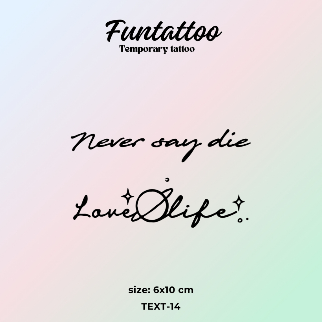 รอยสักชั่วคราว 15 วันภาษาอังกฤษ Word Meaning Funtattoo กันน้ํา Anti-Rubling ทนทานและสวยงาม Fast Tatt
