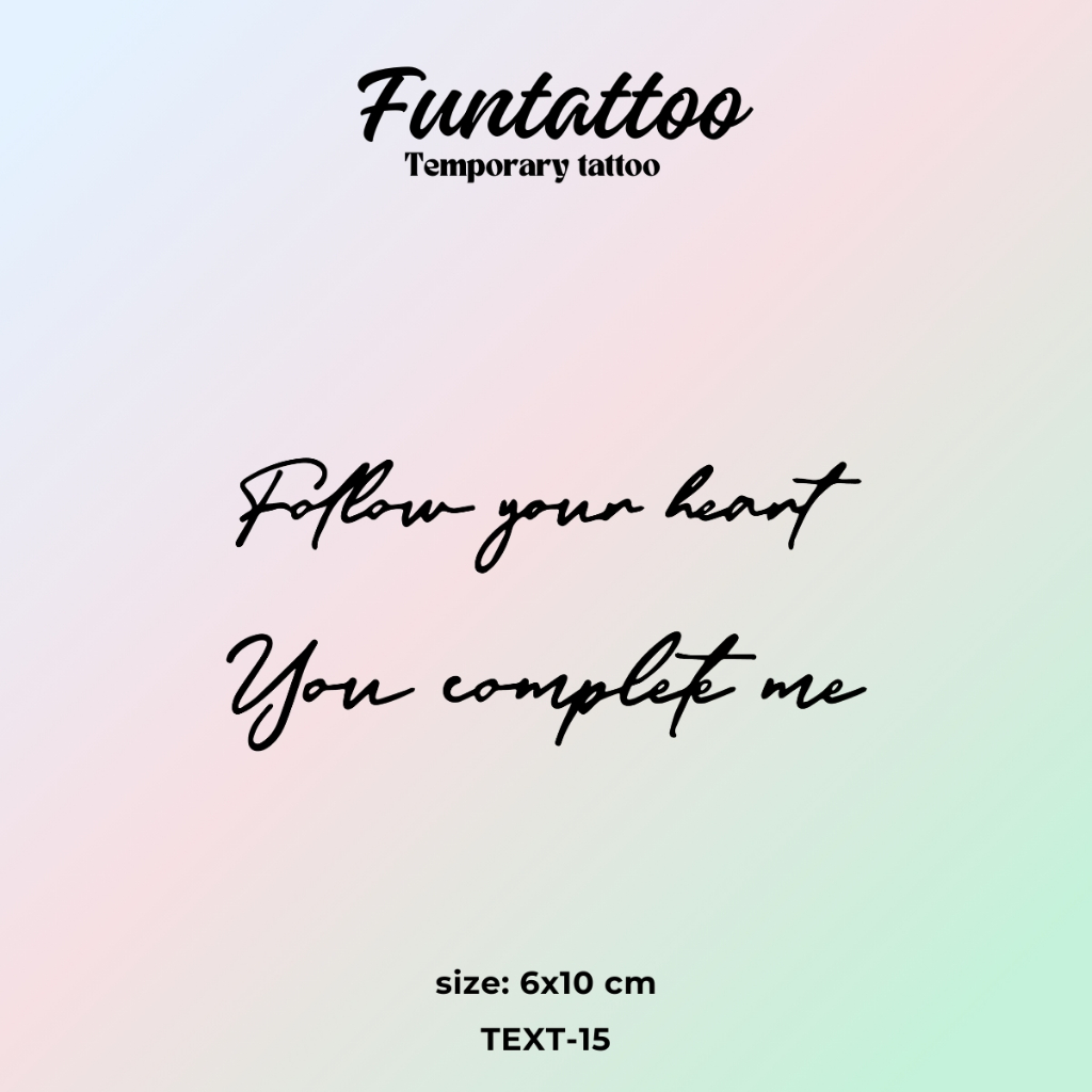 รอยสักชั่วคราว 15 วันภาษาอังกฤษ Word Meaning Funtattoo กันน้ํา Anti-Rubling ทนทานและสวยงาม Fast Tatt