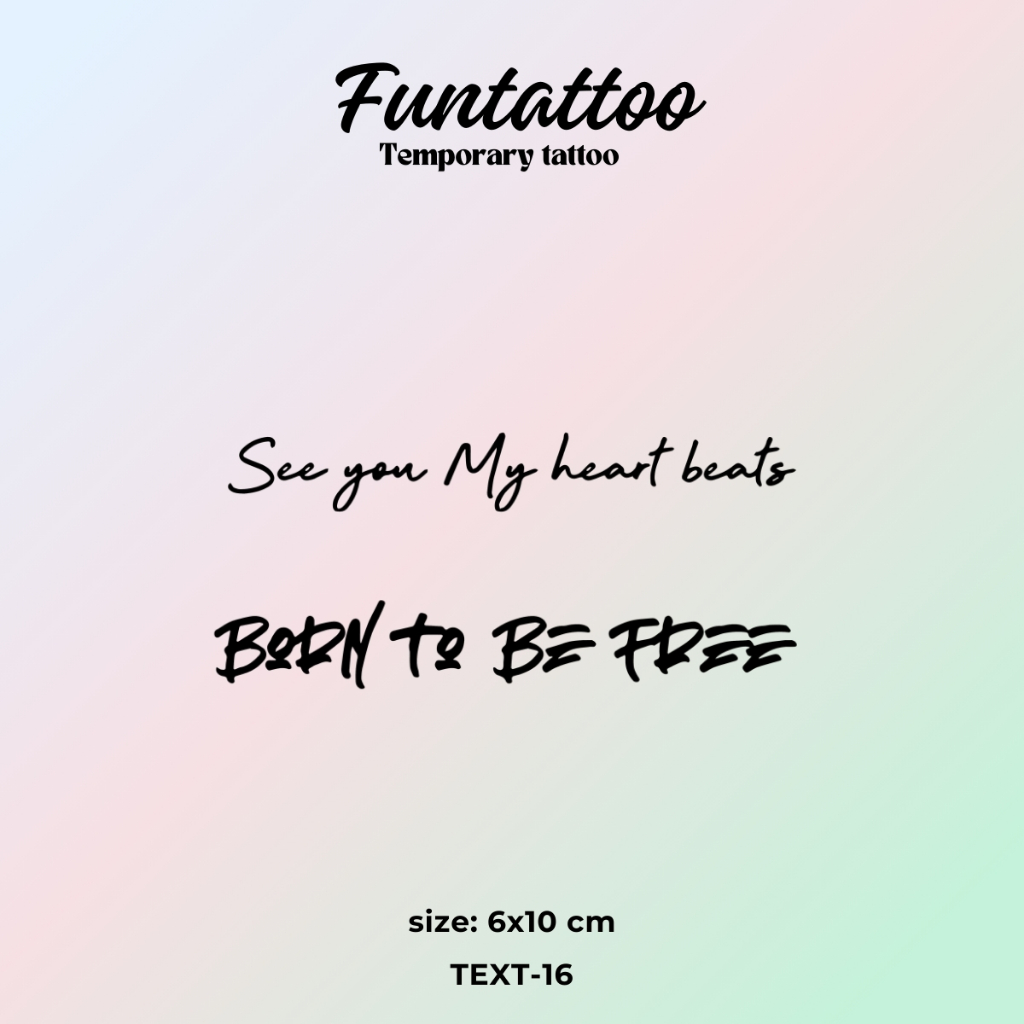 รอยสักชั่วคราว 15 วันภาษาอังกฤษ Word Meaning Funtattoo กันน้ํา Anti-Rubling ทนทาน [V-5-9] TEXT9