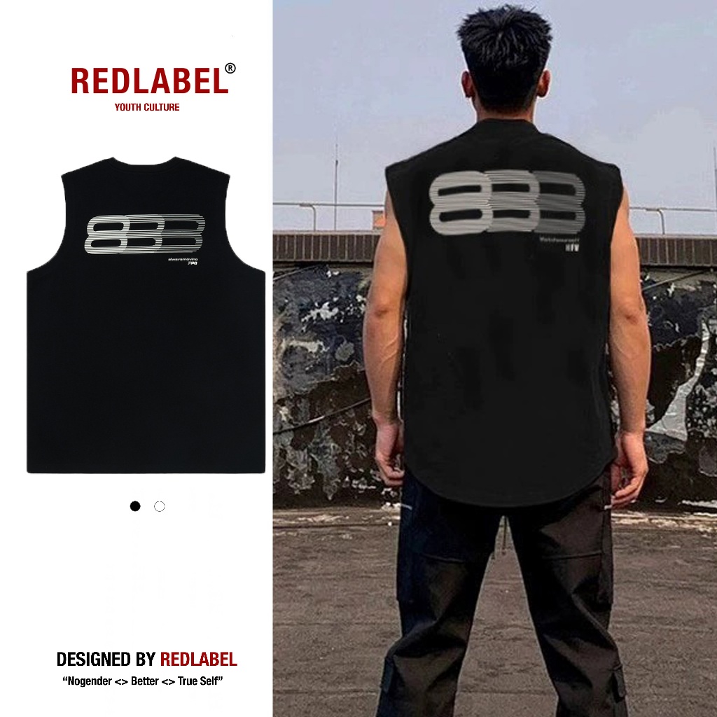 888 เสื้อกล้ามกีฬา REDLABEL, 888 เสื้อกล้ามใต้วงแขนลายบุคลิกภาพผ้าฝ้าย Unisex TT4