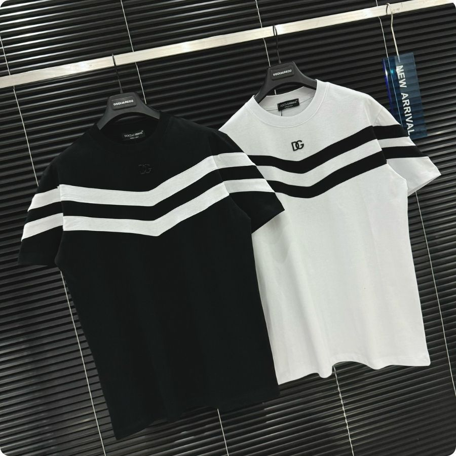 เสื้อโปโล เสื้อยืด ดีจี โลโก้หน้าอกผสมลาย โวลต์ เส้นทแยงมุม - เสื้อโปโลเสื้อยืดผ้าฝ้าย ไม่จํากัดเพศ หลวม