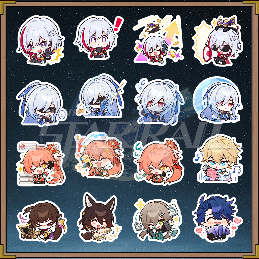 Honkai Star RailSet สติ๊กเกอร์ตัวอักษร 16 ชิ้น Gepard, Guinafen, Jingliu, Qingque, Sampo,... – HKSR0