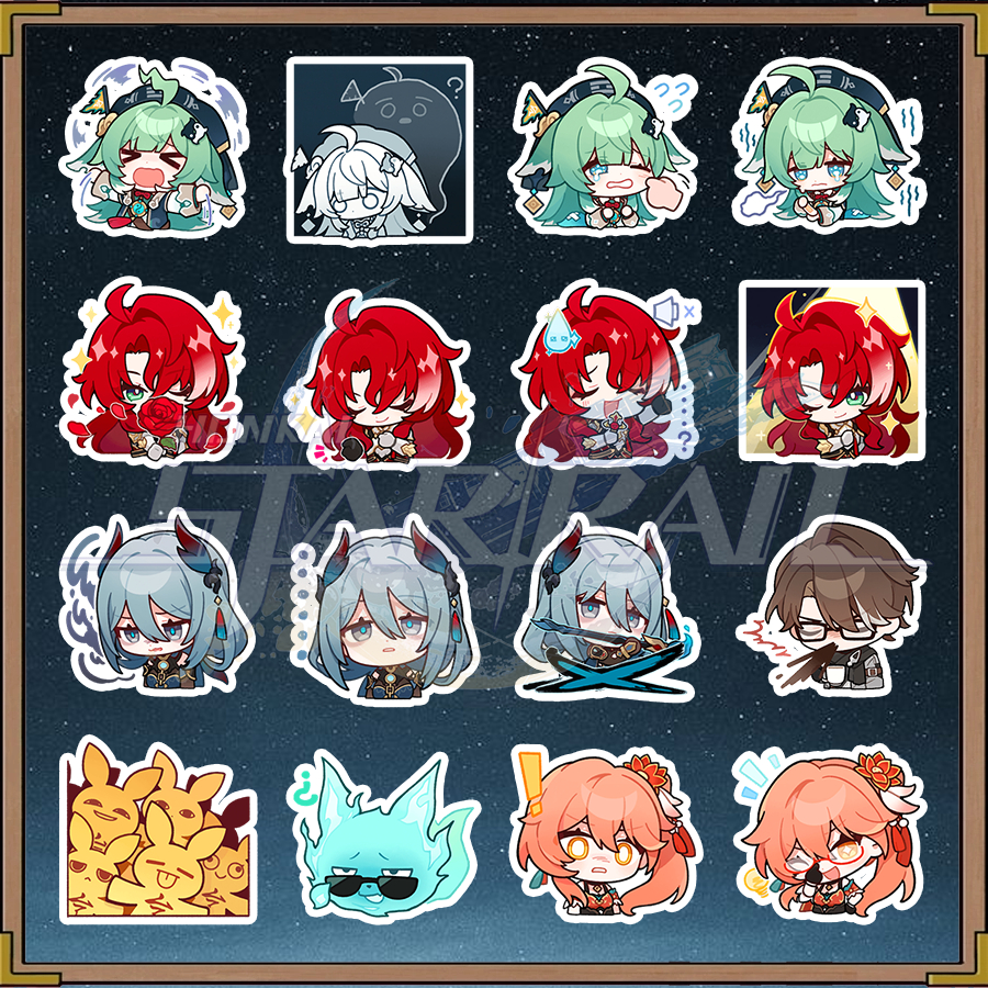 Honkai Star Railชุดสติกเกอร์ตัวอักษร 16 ชิ้น Argenti, Guinafen, Hanya, Huohuo, Welt – HKSR010
