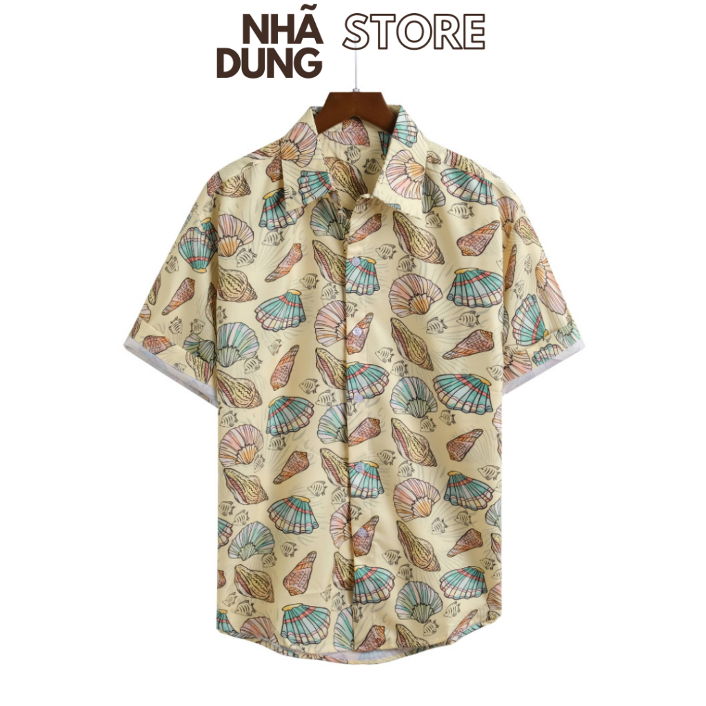 ND2 เสื้อเชิ้ตผู้ชายและผู้หญิงพร้อม SCALE SHELL PATTERN STORE<B22>