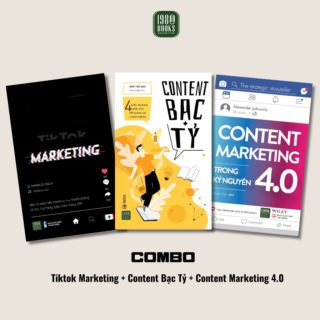 หนังสือ Combo Tiktok Marketing + Billion Dollar Content + การตลาดเนื้อหาในยุค 4.0 - 1980books Bookst