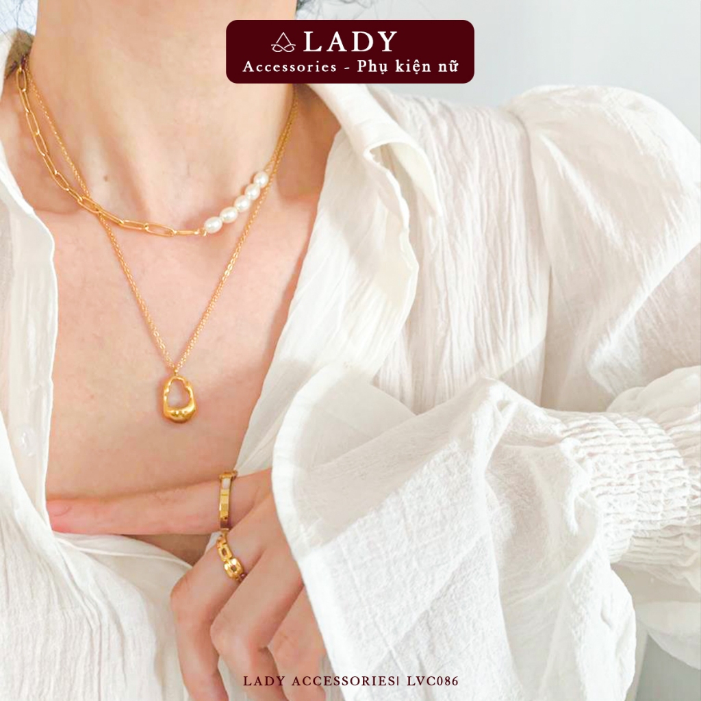 [SET 2 BRACELETS] ชุดสร้อยคอไทเทเนียมผู้หญิง 2 ชิ้นพร้อมดีไซน์โซ่หยกสไตล์เกาหลีน่ารัก LVC086