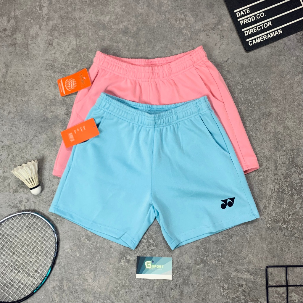 กางเกงแบดมินตันผู้หญิง YONEX PINK, MIN BLUE - ปักโลโก้