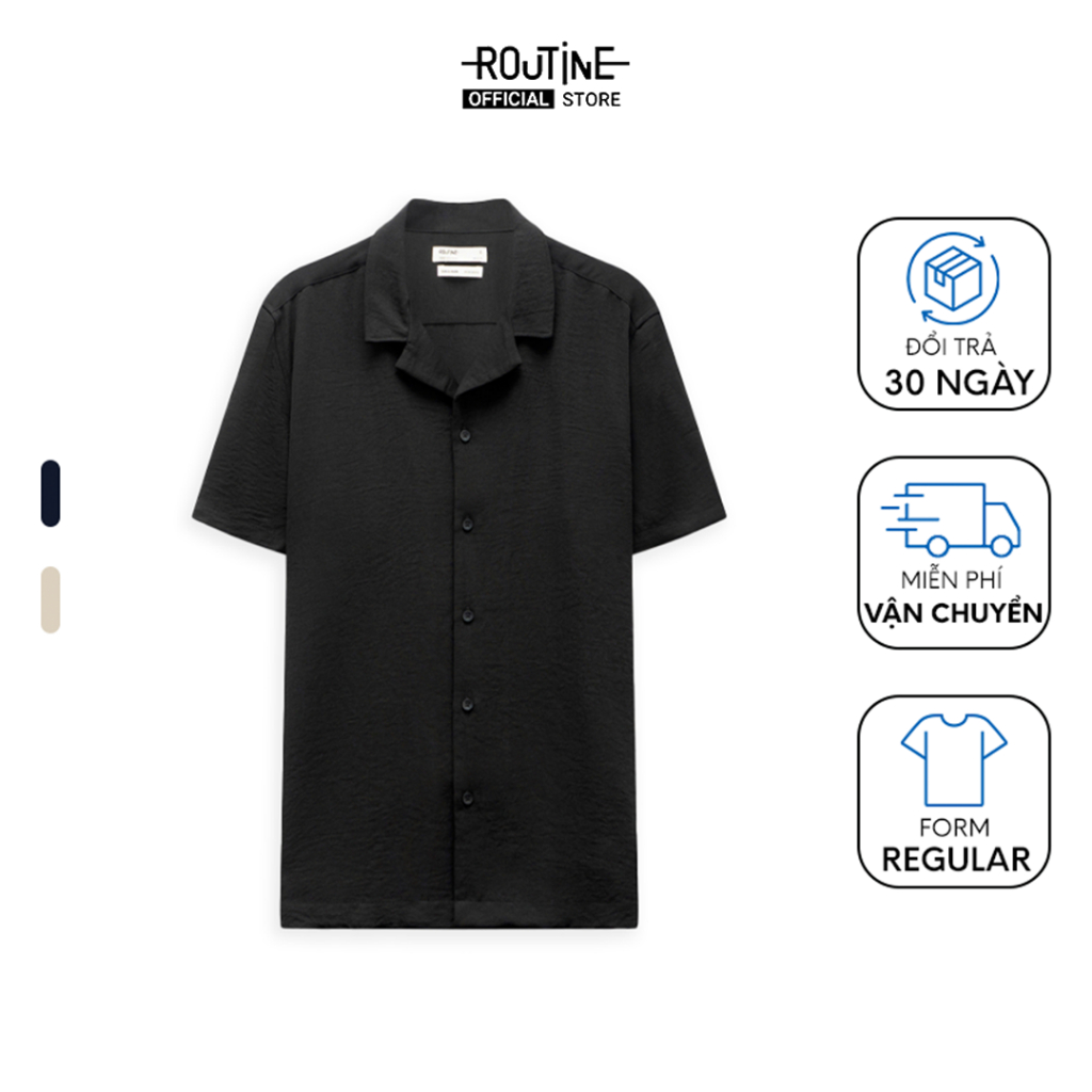 เสื้อเชิ้ตปกติคอคิวบาแขนสั้นผู้ชาย - Routine 10S23SHS051