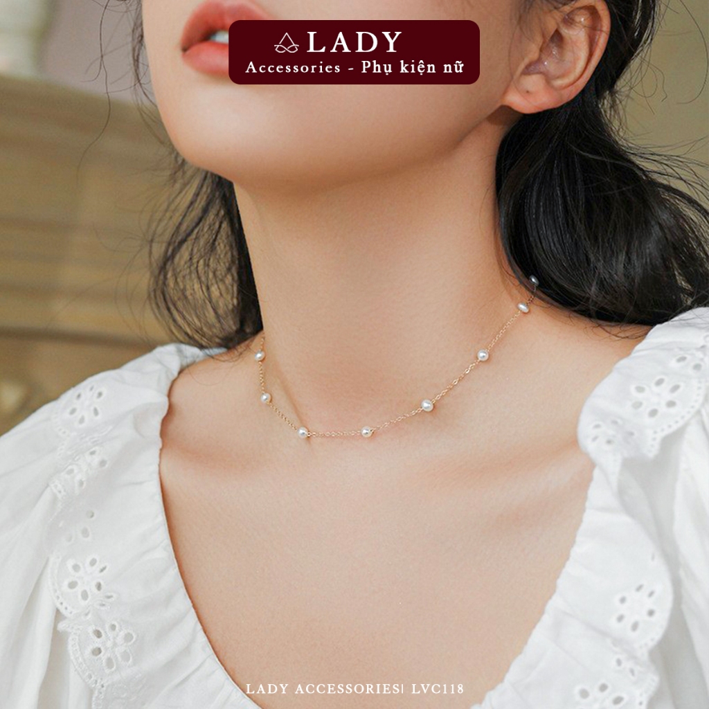 สร้อยคอไทเทเนียมผู้หญิงมุกเทียมอ่อนโยน เรียบหรู Lady Accessories - LVC118