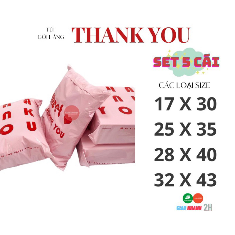 SET 5 ซองพรีเมี่ยม SEALED PACKAGING - สีพิมพ์สีชมพูเปลือยบน 2 ด้าน (ขอบคุณ/พบคุณ)