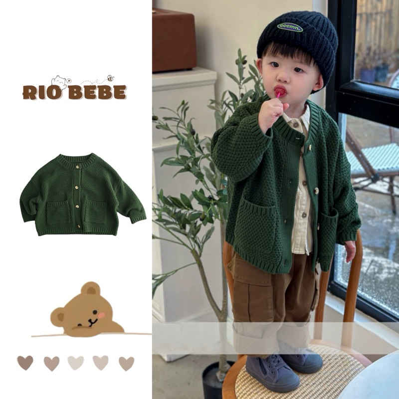[QCCC-L1] เสื้อแจ็คเก็ตคาร์ดิแกนผ้าวูล MQueen สีฟ้าผ้าวูลหนาอบอุ่นสําหรับเด็กฤดูหนาวหลวม