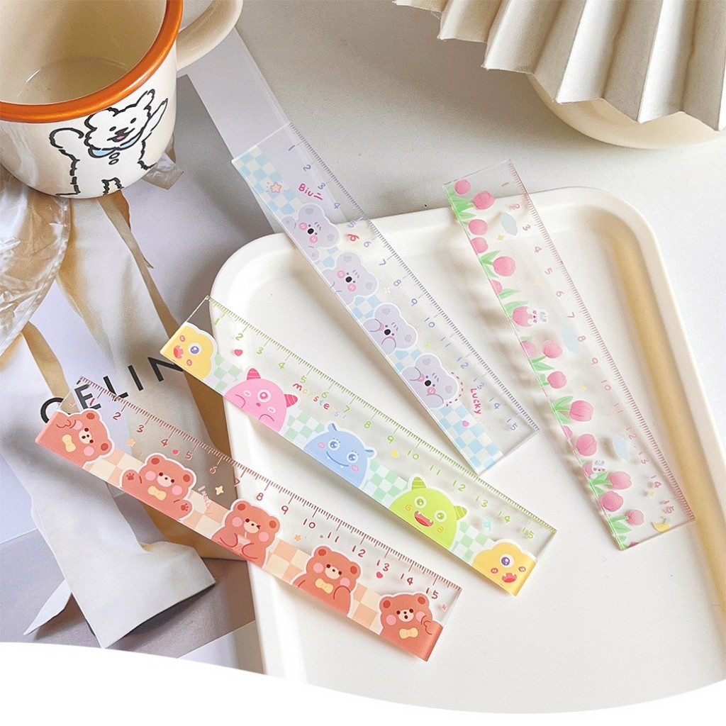 CUTE RABBIT SHAPE 16CM TRANSPARKENT MICA RULER