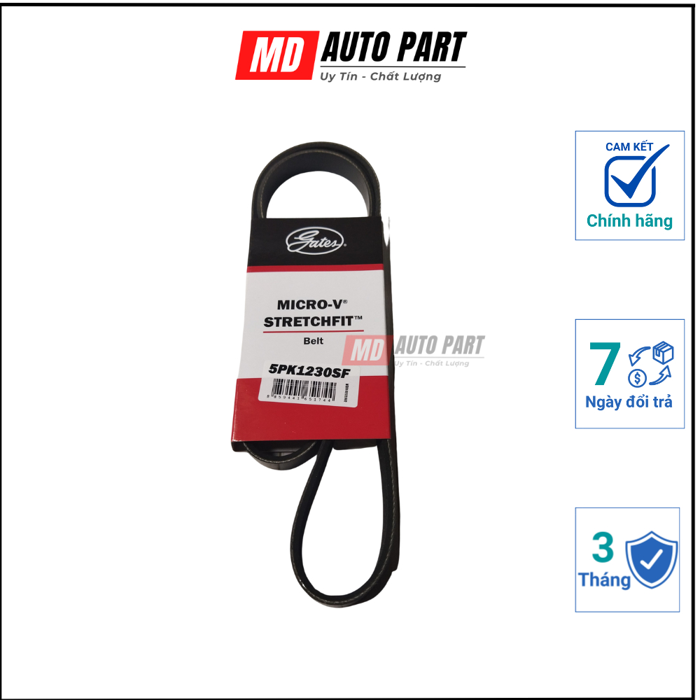 [ของแท้] Gates 5PK1230 สายพานแยกตัวเองสําหรับ Hyundai i10 1.2 ประตูแท้ - USA