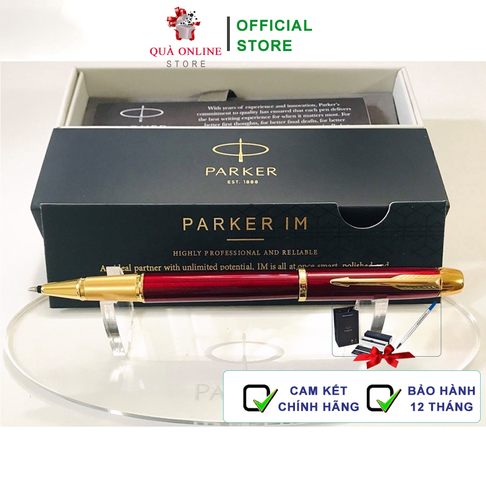 PARKER GLOSSY ปากกาลงนามสีแดงพร้อมแผ่นทองคุณภาพสูง [ชื่อภาษาอังกฤษฟรี - โลโก้] ปากกาลงนามคุณภาพสูง