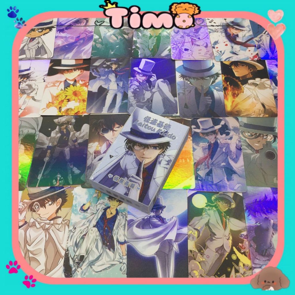 การ์ด Kaito Kid Anime Conan Lomo กล่องโฮโลแกรมพร้อมมุม 50-55 Timo QT68