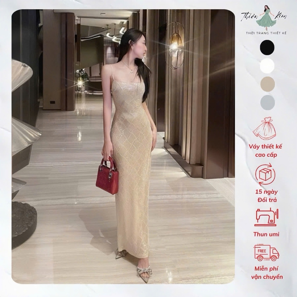 M052 - แม็กซี่เดรส 2-Strap Youthful, แม็กซี่เดรสเซ็กซี่คุณภาพสูง Bigsize