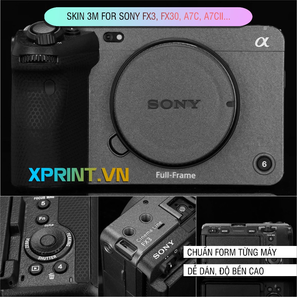 สติ๊กเกอร์และผิวหนังนูน 3M 2080 สําหรับกล้อง Sony A7c, Sony FX2, FX3, FX30, Sony A7R5...