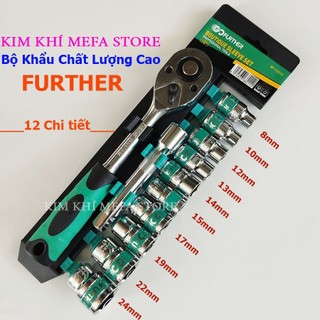 Bộ tuýp khẩu 12 chi tiết 1/2" mở bu lông đa năng sửa chữa thiết bị máy móc