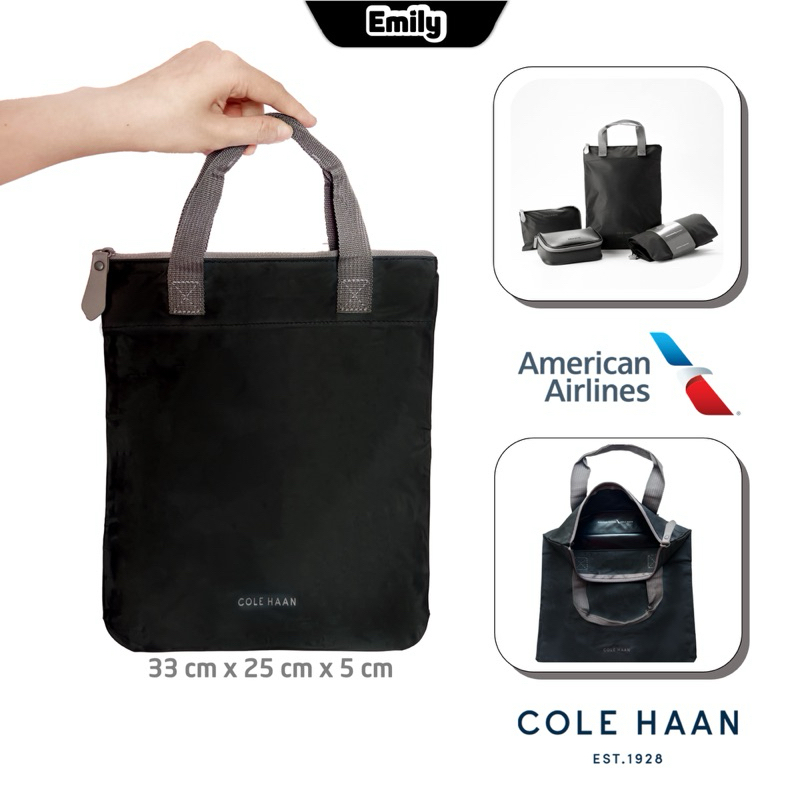 กระเป๋า Cole Haan สําหรับชั้นธุรกิจ American Airlines กระเป๋าโท้ตผ้ากันน้ํามีซิปล็อค