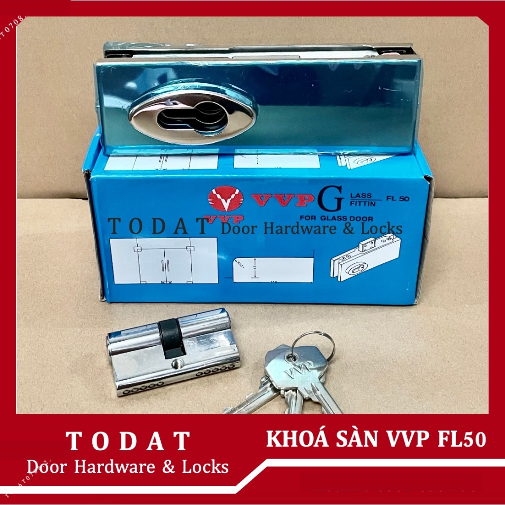 Floor lock FL50 10-12 มม. ประตูกระจกนิรภัย, ล็อคประตูกระจกนิรภัย VVP