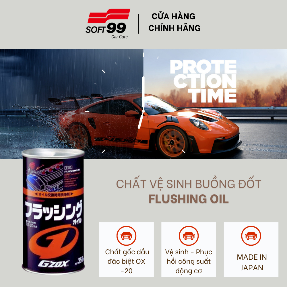 [เครื่องยนต์] ขวดทําความสะอาด Combustion การกู้คืนพลังเครื่องยนต์ Flushing Oil GZox E-23 Soft99 350m