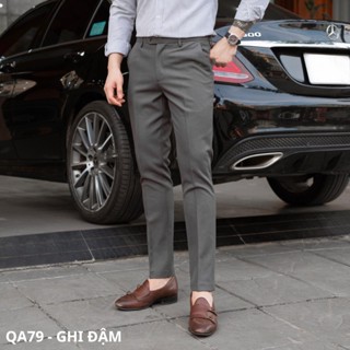 กางเกงสํานักงานผู้ชายคุณภาพสูงใส่แล้วดูผอมเกาหลีของแท้79ผ้าท…