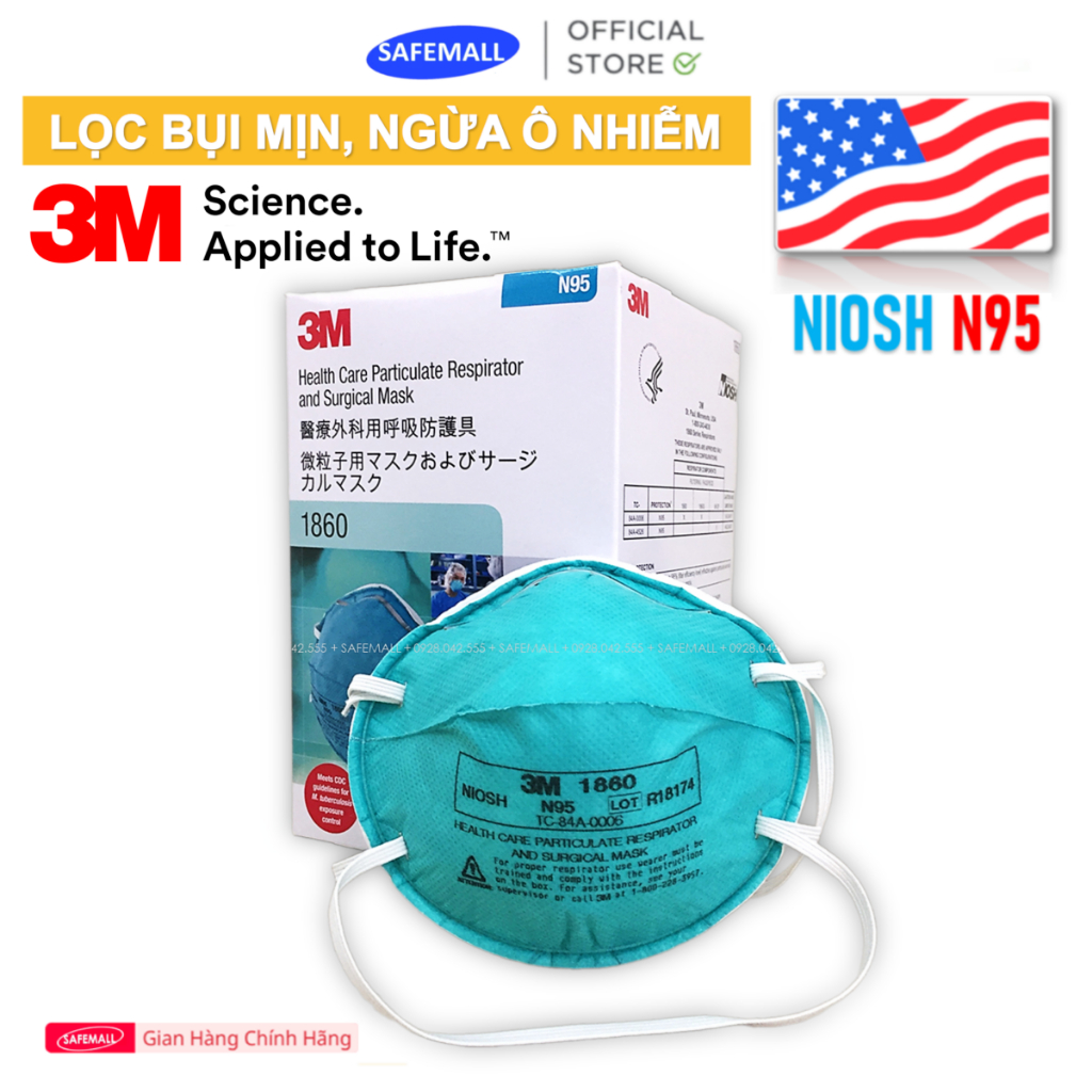 Box Of 20 Masks N95 3M 1860 / 3M 8210 Us NIOSH N95 Standard Ultra-Fine Dust Filter SAFEMALL