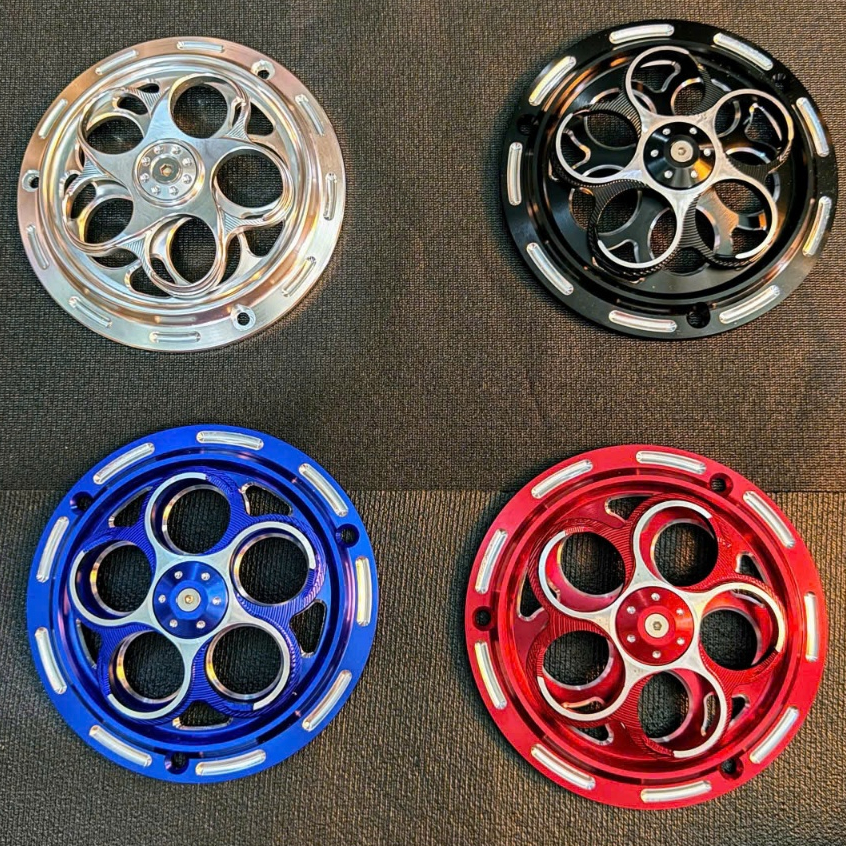 Vision Scoopy Janus Grande ฝาครอบพัดลม Full CNC อลูมิเนียม 3D รูปแบบหมุนเครื่องรีดผ้าระเบิด