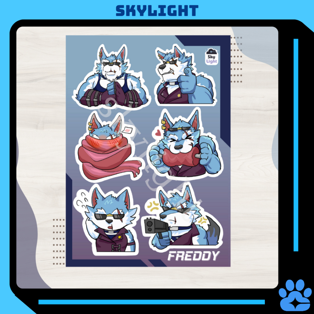 No.08 FREDDY -Dislyte- Sticker Furry Sheet A6 รูปลอกกันน้ํา