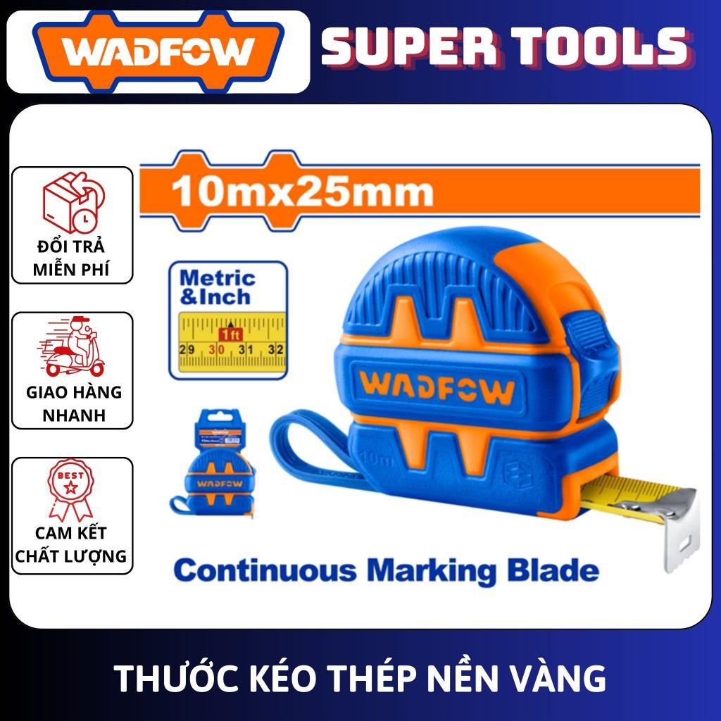 WADFOW CRAFTSMAN ไม้บรรทัดกรรไกรเหล็กสีทอง 3M, 5M, 8M, 10M WMT1220, WMT1230, WMT1240, WMT1250